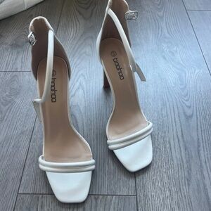 Boohoo Strappy White Heels